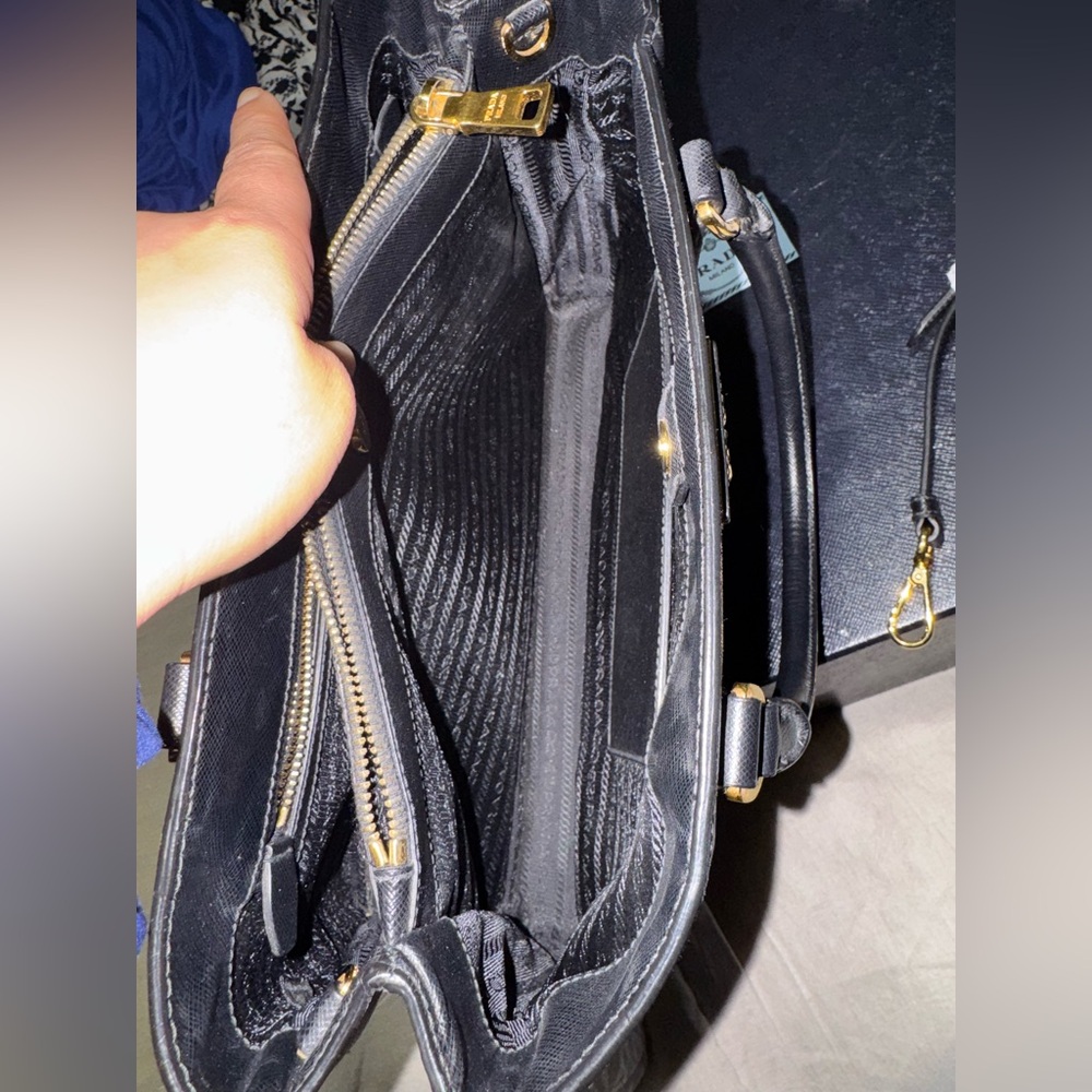 PRADA Black Saffiano Lux Leather Satchel with Gold Hardware - Picture 6 of 16